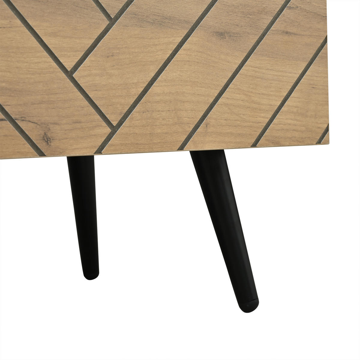 LOWBOARD Natur/Schwarz 180/33,5/45 cm, 3 Türen, Kabeldurchführung, Geräuschlose Scharniere - Naturfarben, Holzwerkstoff (180/45/33.5cm) - PANGIVO
