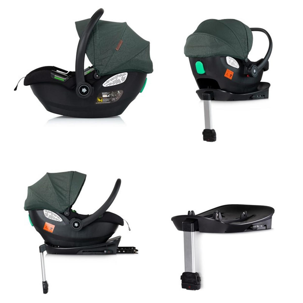 BABYSCHALE SET Isofix Duo Smart tannengrün Duo Smart i-Size verstellbare Kopfstütze - Grün, Kunststoff (40/58/66cm) - Chipolino