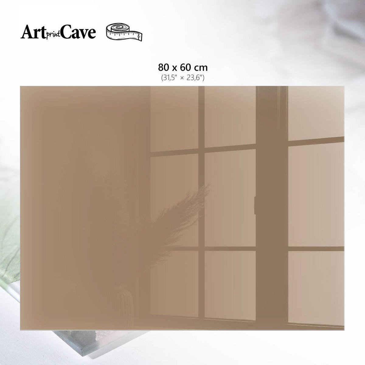 GLASPLATTE 80x60 cm – Warmes Hellbraun - Braun, Glas (0.4/80/60cm) - ArtPrintCave