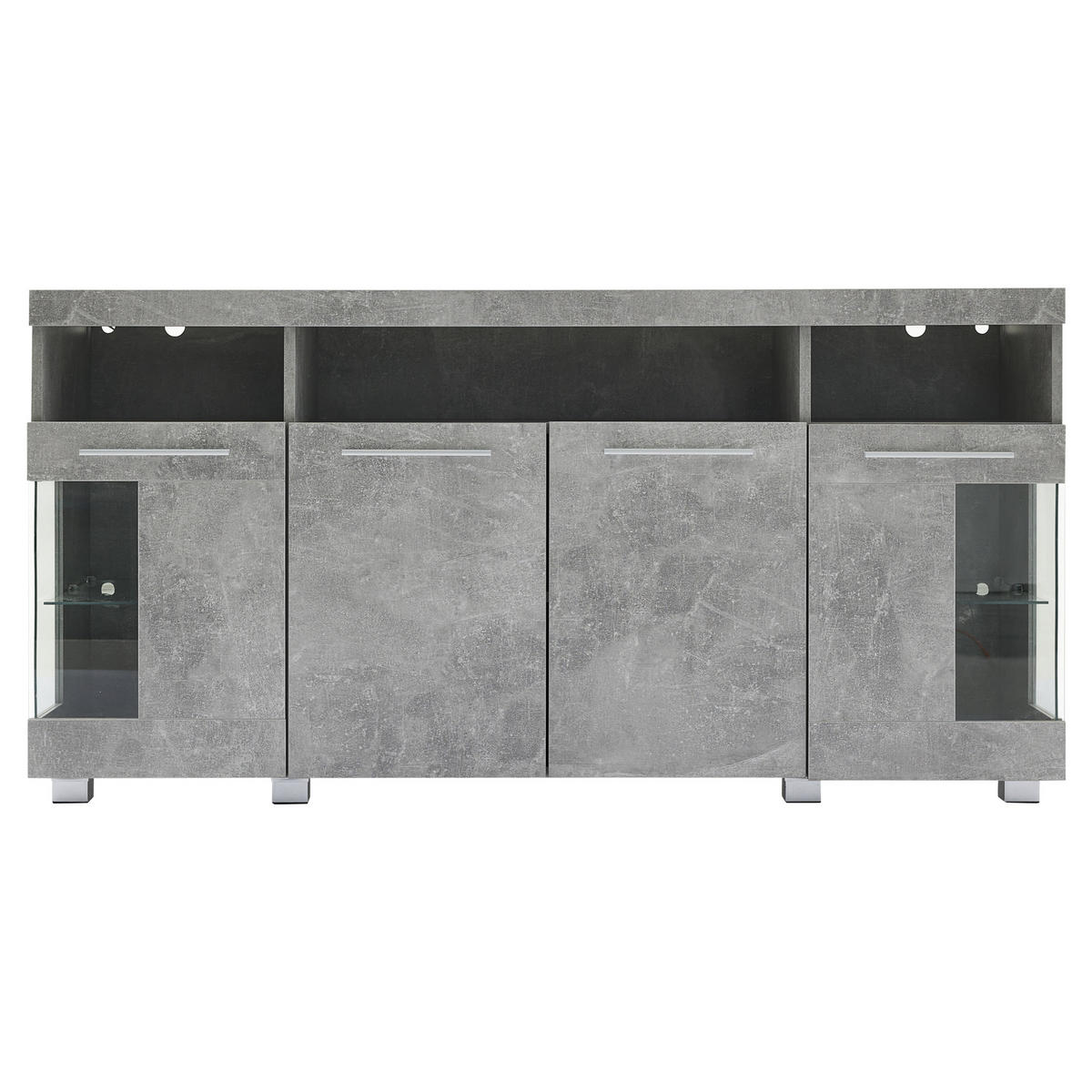 SIDEBOARD mit 16-Farben-LED-Beleuchtung und verstellbaren Regalen - Grau, Holzwerkstoff (140/70/40cm) - Urban Meuble