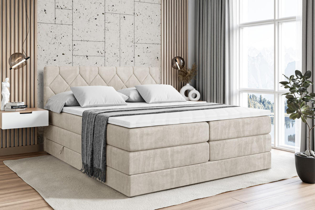 BOXSPRINGBETT CATOR KING - 160x200 - H3/H4 - Creme - Creme, Holzwerkstoff (160/200cm) - ALTDECOR