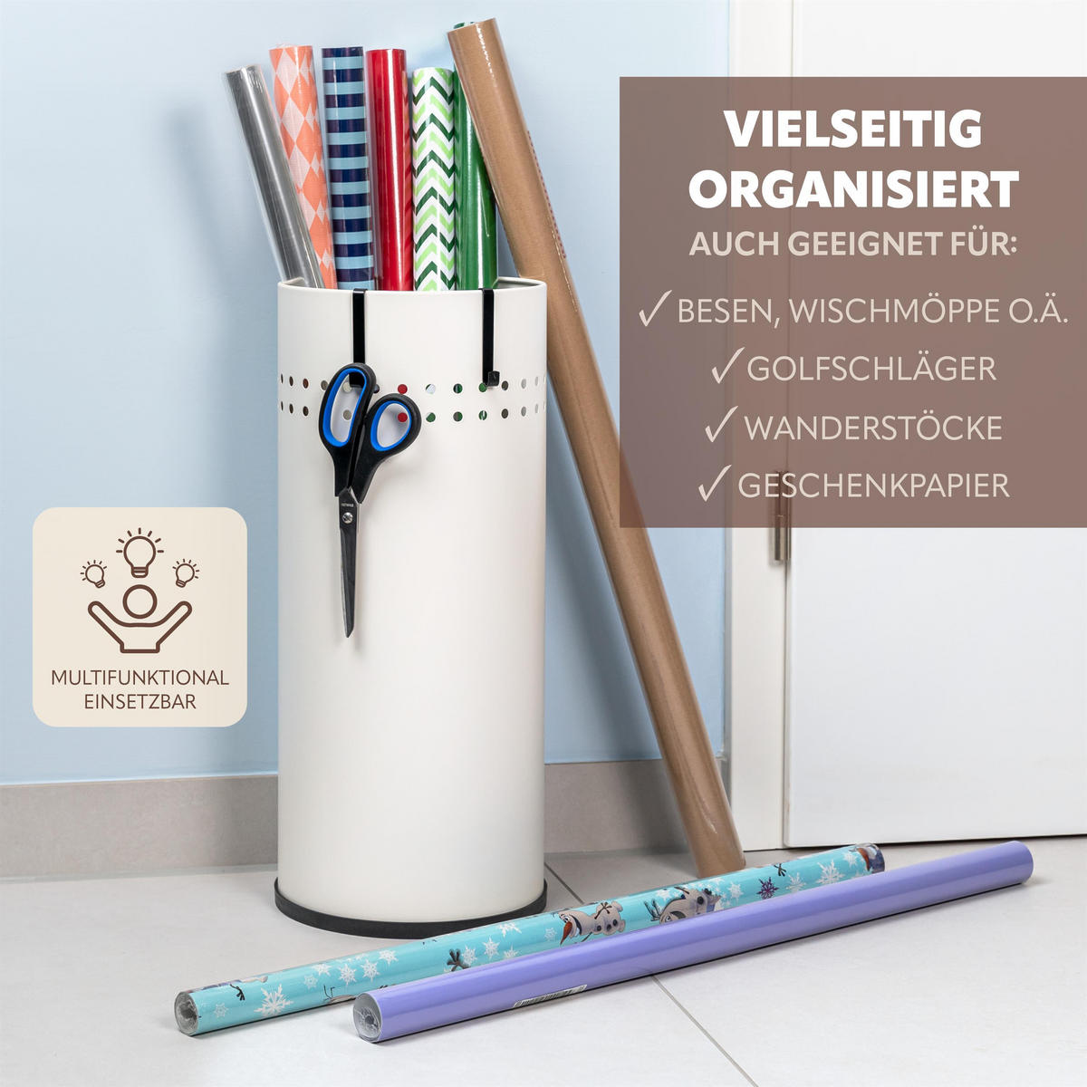 SCHIRMSTÄNDER, mit Abtropfschale, Metall, weiß - Weiß, Metall (22/50.5/22cm) - bremermann