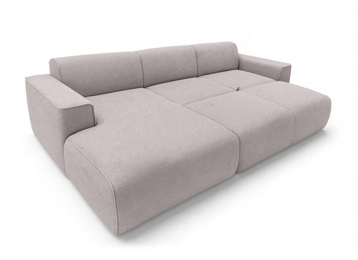 ECKSOFA L Form Ruyam Creme 310/165/78 cm – Schlaffunktion & Bettkasten L - Creme/Schwarz, Kunststoff/Textil (170/310cm) - AX Living