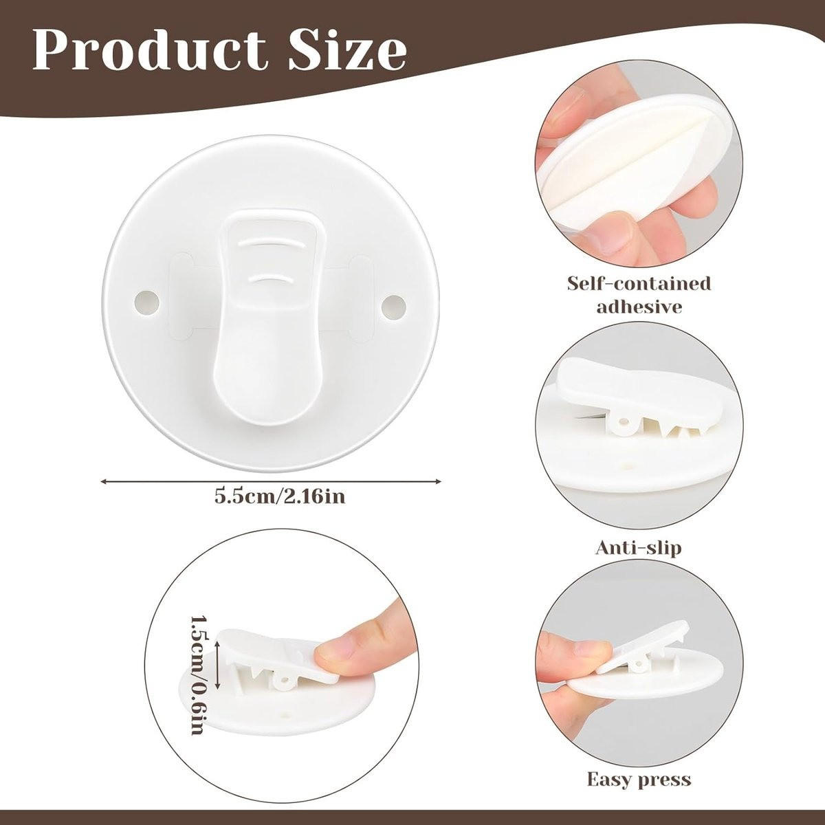 DUSCHVORHANGKLAMMERN 6er-Set Weiß klebend Clip Befestigung Vorhang Badezimmer - Weiß, Kunststoff (5.5/5.5cm) - MCBOSON