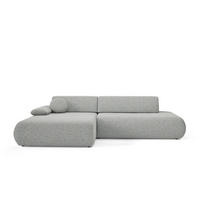ECKSOFA DELTA L-S Grau Geflochtener Stoff mit Schlaffunktion - Grau, Holz (286/173.5cm) - MASSENO
