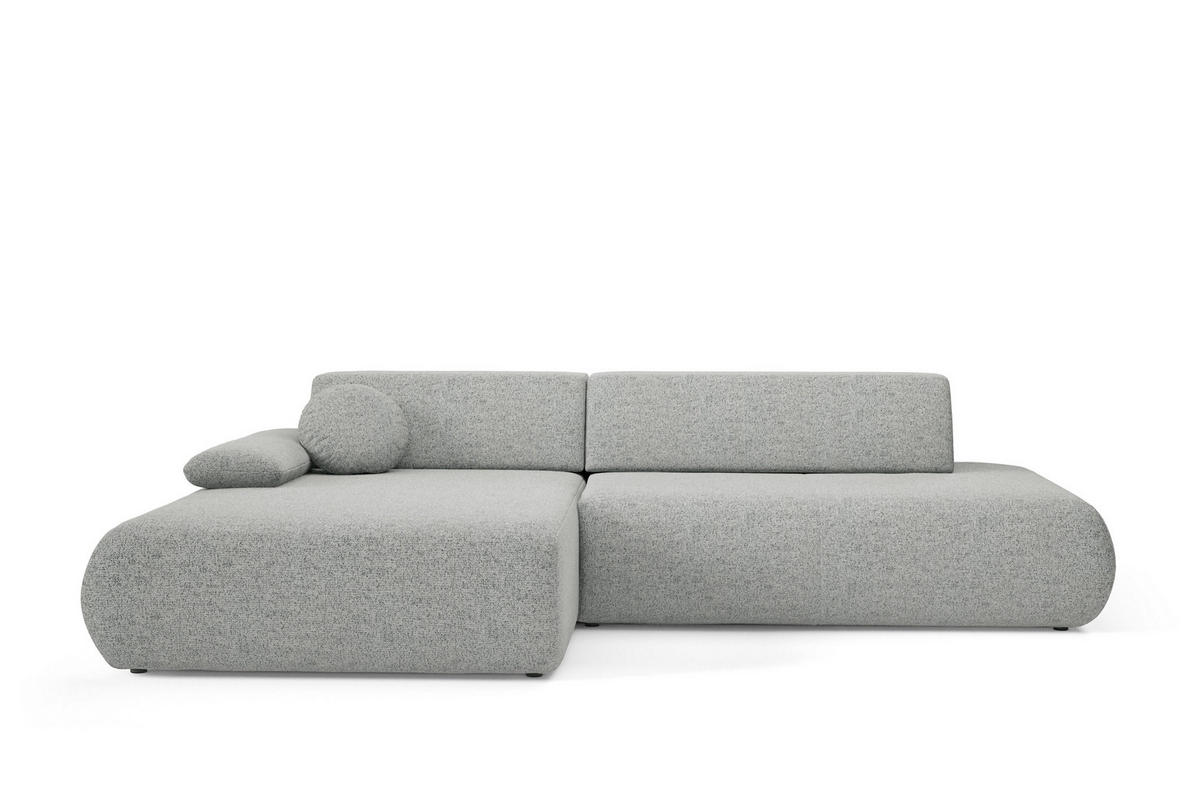 ECKSOFA DELTA L-S Grau Geflochtener Stoff mit Schlaffunktion - Grau, Holz (286/173.5cm) - MASSENO