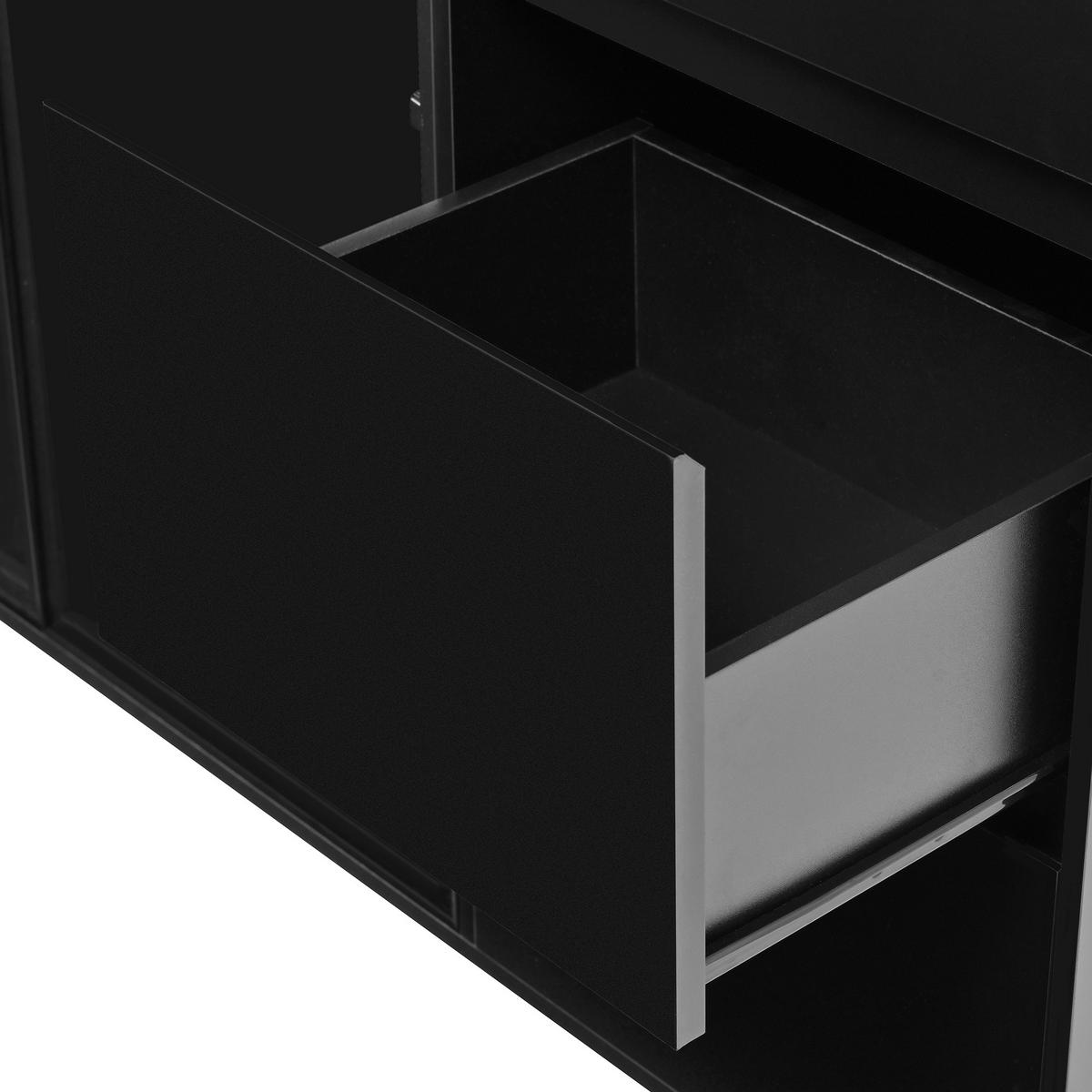 BUFFET DE-37518 120/40/180 cm mit LED-Beleuchtung Schwarz - Schwarz, Holzwerkstoff (120/180/40cm) - ComfortXL