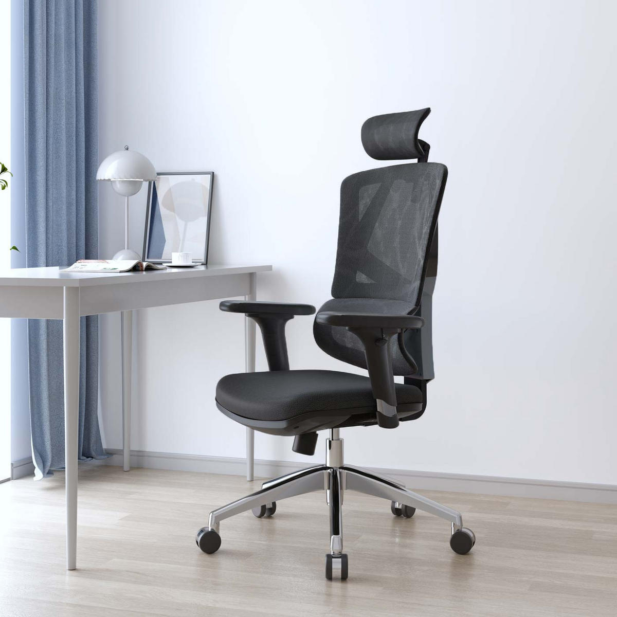 BÜROSTUHL Schwarz - Schwarz, Textil (66/136/95cm) - SIHOO