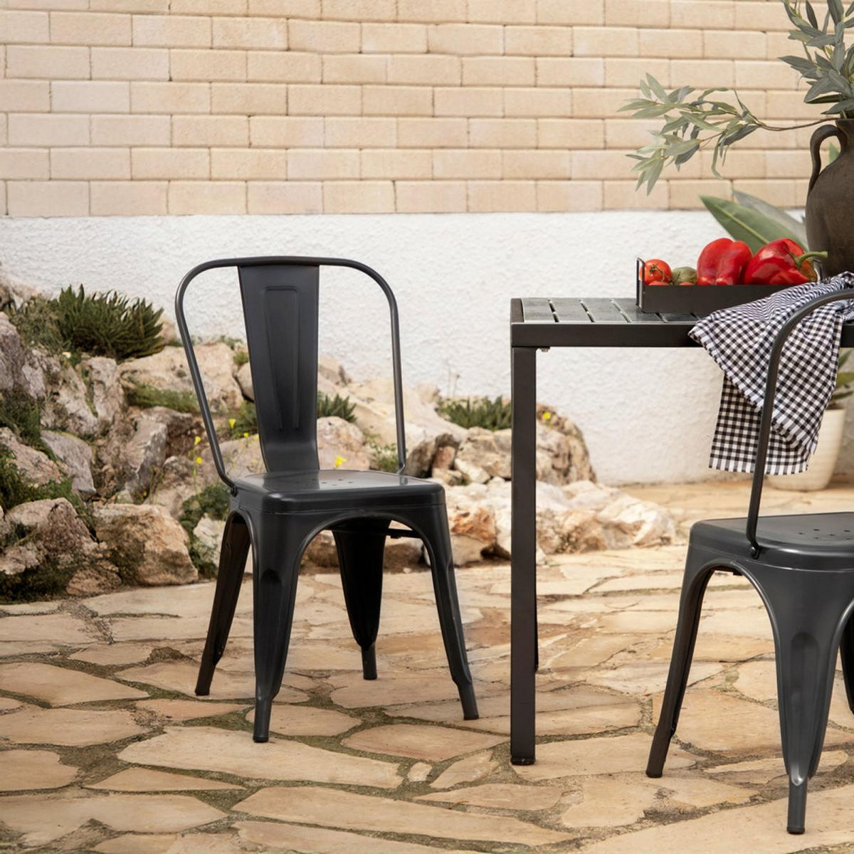 STUHL FÜR DRAUSSEN Hjorts Grau 46 cm x 85 cm - Grau, Metall (46/85/49cm)