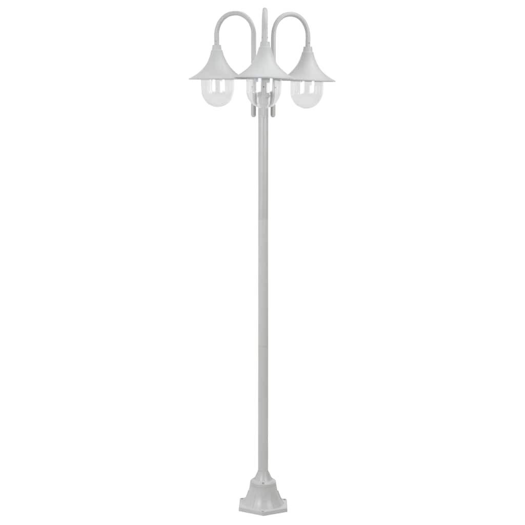 GARTEN-POLLERLEUCHTE E27 220 Cm Aluminium 3-Laterne Weiss - Weiß, Metall (63/63/220cm) - vidaXL