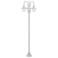 GARTEN-POLLERLEUCHTE E27 220 Cm Aluminium 3-Laterne Weiss - Weiß, Metall (63/63/220cm) - vidaXL