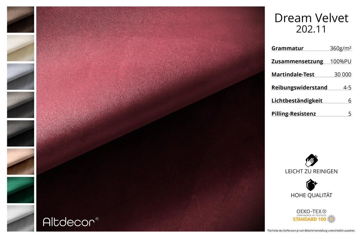 WOHNLANDSCHAFT mit Schlaffunktion und Bettkasten ONESK-U 317x177x72 Bordeauxrot Velours - Bordeaux, Holzwerkstoff/Kunststoff (317/72/177cm) - ALTDECOR