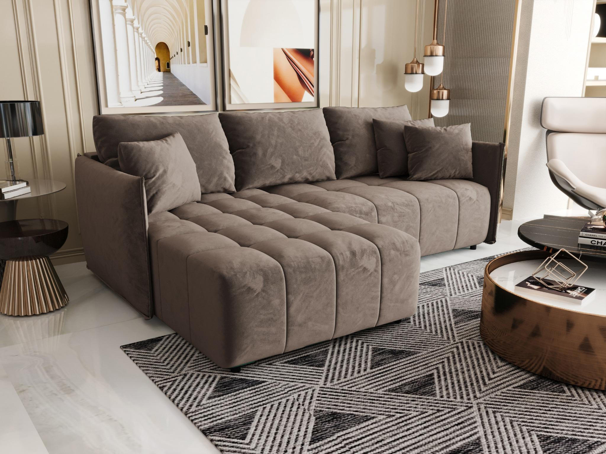 ECKSOFA mit Schlaffunktion ONIL L Monolith 15 Links - Braun, Textil (245/175cm) - Bedante