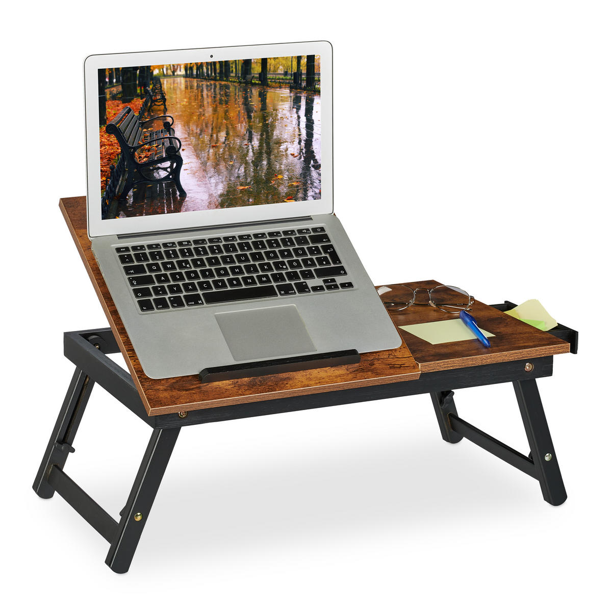 LAPTOPTISCH - Dunkelbraun, Holz/Holzwerkstoff (35/69/32cm) - Relaxdays