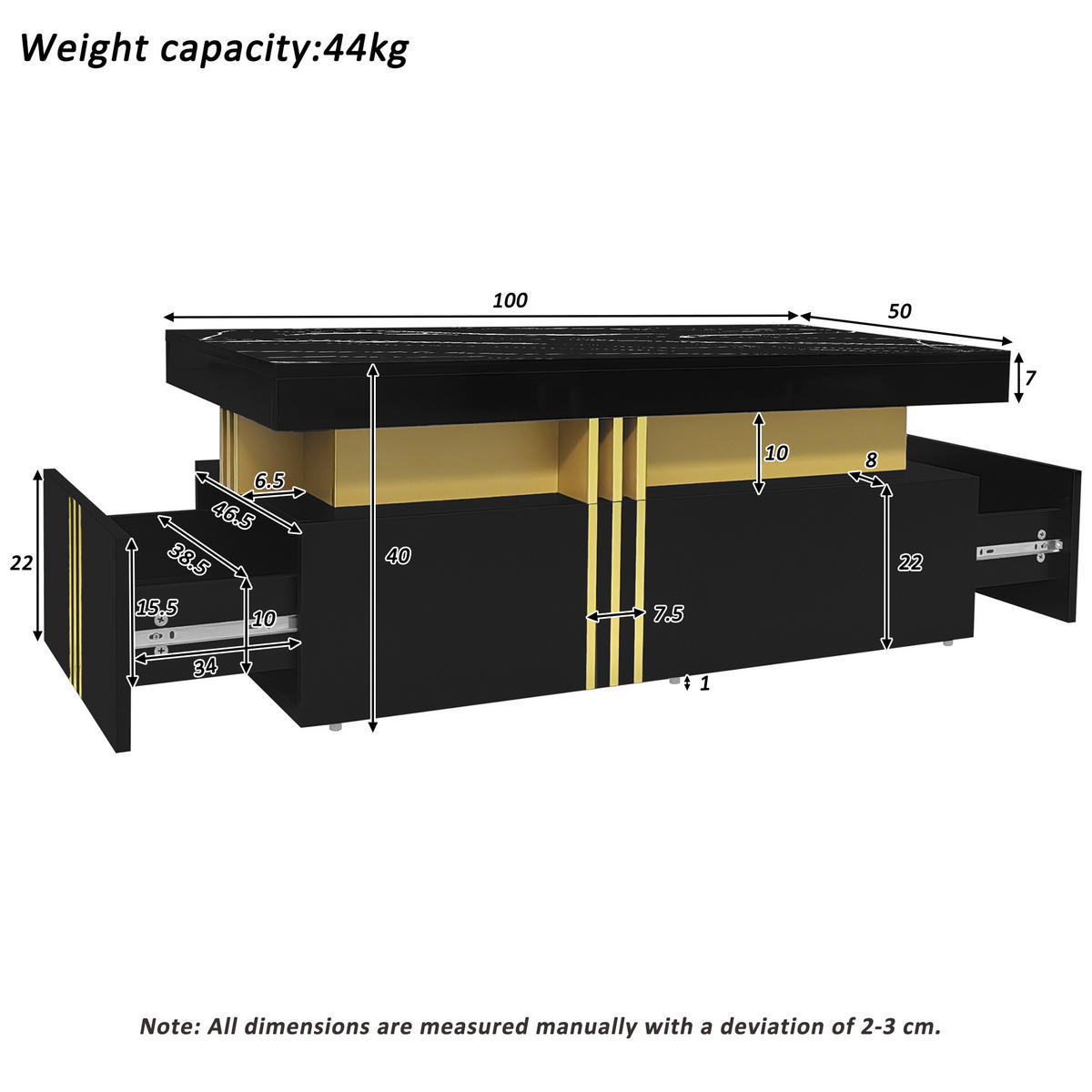 COUCHTISCH Schwarz 100/50/40CM - Schwarz, Holzwerkstoff/Metall (100/50/40cm) - Urban Meuble