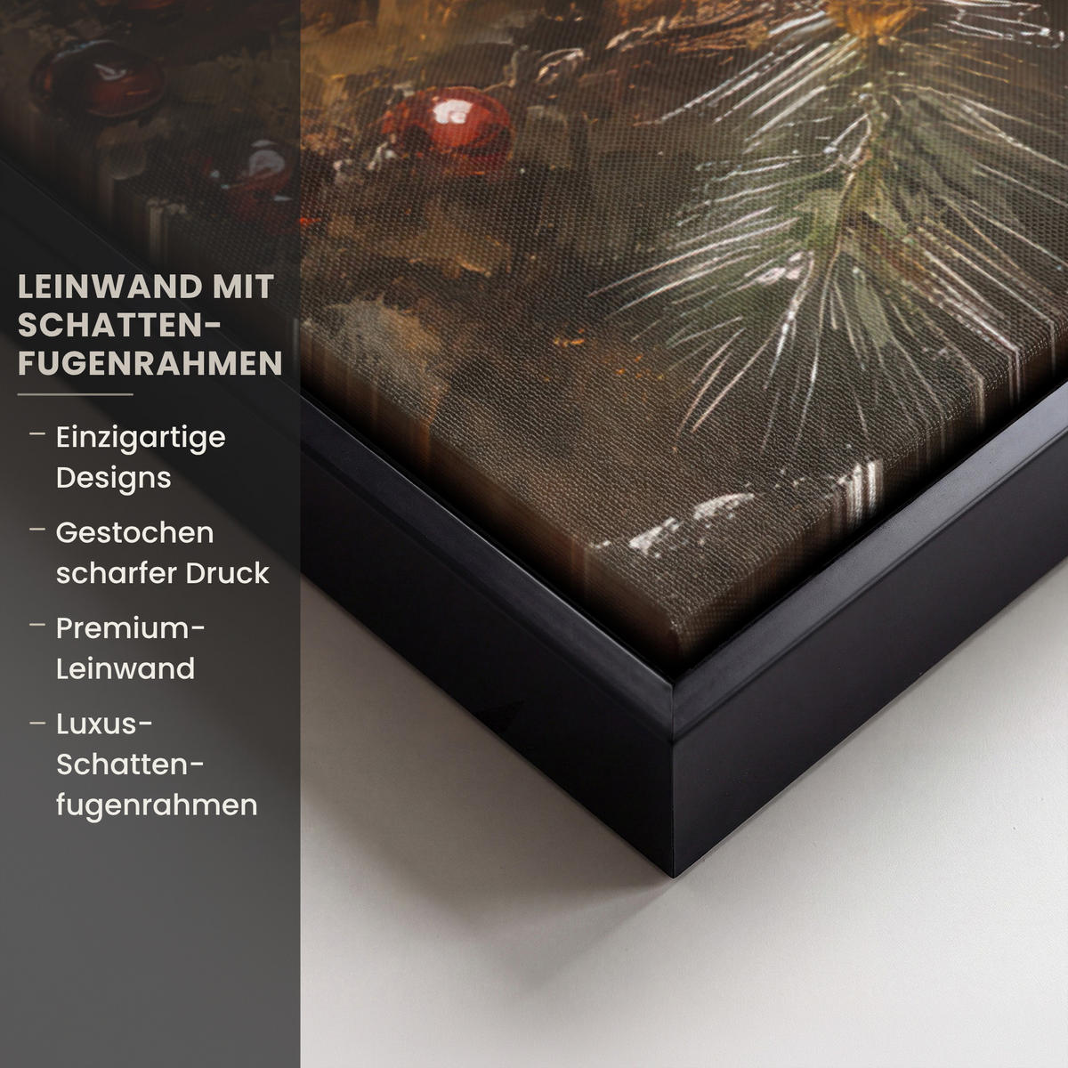LEINWAND Bilder mit Rahmen - Weihnachten - Kugeln - Beige - Gold - 80x60 - Goldfarben, Textil (80/60cm) - MuchoWow