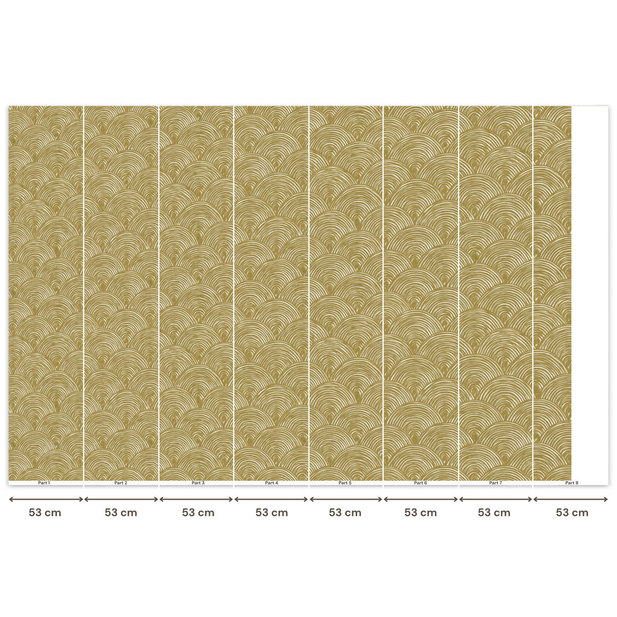 TAPETE - Fächer - Geometrisch - Grün - 400x260 cm - Goldfarben, Papier (400/260cm) - OnlyWow