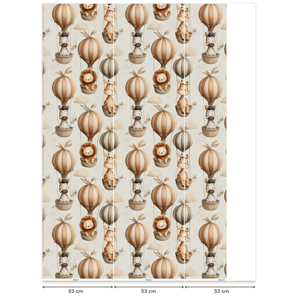 KINDERTAPETE - Safari - Heißluftballons - Taupe - 140x220 cm - Beige, Papier (140/220cm) - OnlyWow