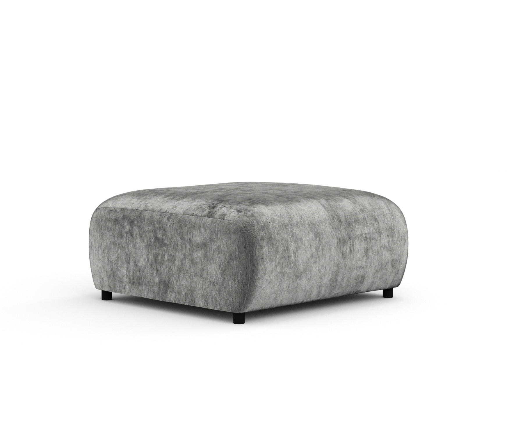POUF S Zanzibar Grau Chenille - Schwarz/Grau, Holz/Holzwerkstoff (88/37/88cm) - Maison de Reve