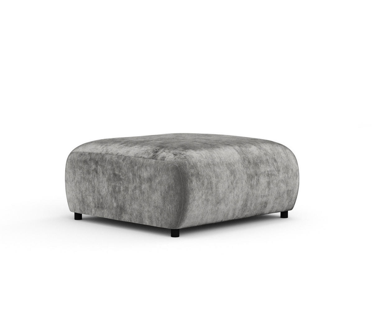 POUF S Zanzibar Grau Chenille - Schwarz/Grau, Holz/Holzwerkstoff (88/37/88cm) - Maison de Reve