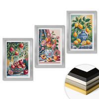 WANDBILDER 3er Set - 20x30 cm Silberner Rahmen - Blumen und Früchte in Vasen - Silberfarben, Kunststoff (20/30cm) - ArtPrintCave