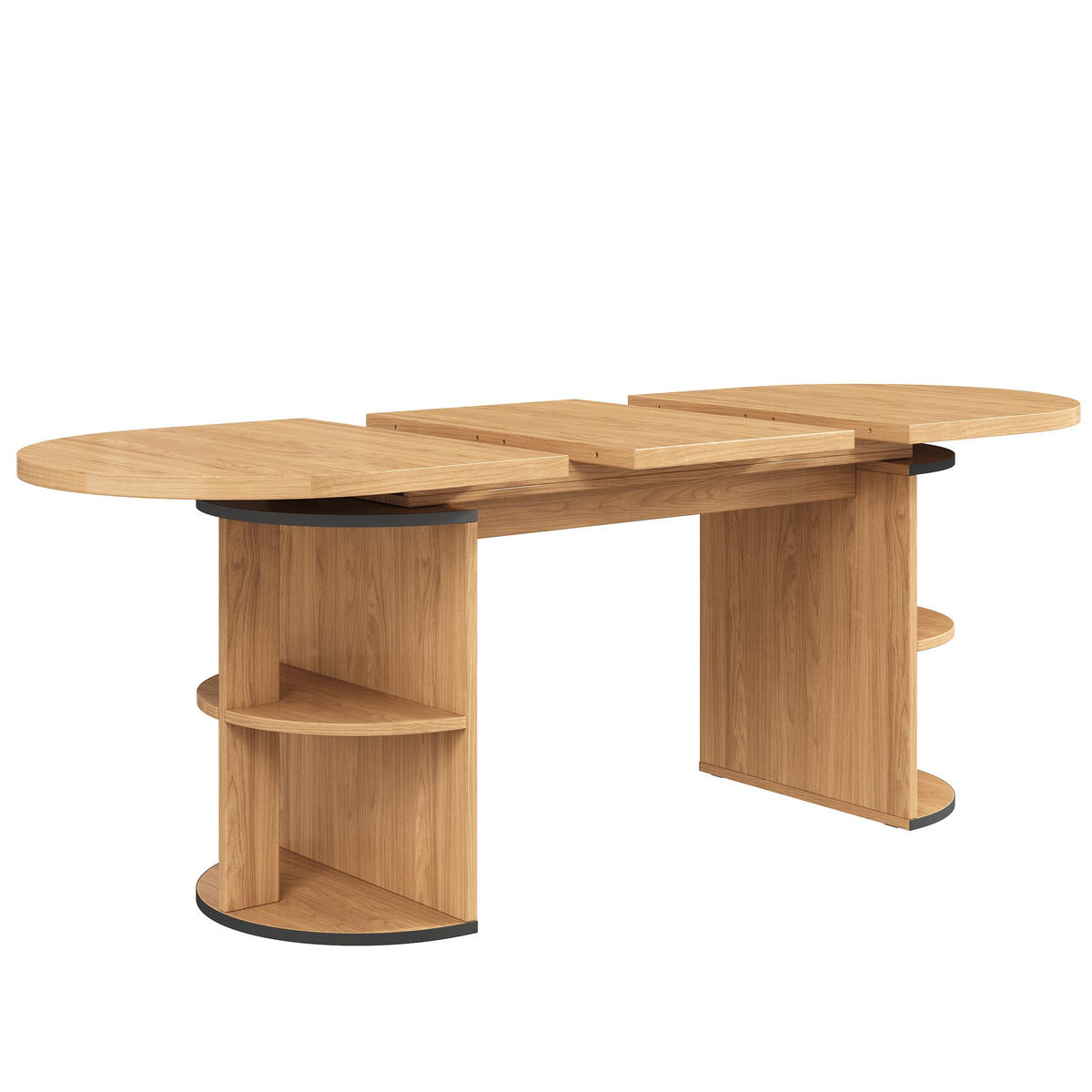 ESSTISCH mit verstecktem Stauraum & selbstklebender Ablagefunktion Natur variabel Holz/MDF - Hellbraun, Holzwerkstoff/Metall (160/80/76cm) - EVRYAE