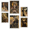 POSTER Set Mit 6 Tarotkarten Arcana Schwarz & Goldfarben A3 & A4 Weißer Rahmen - Weiß, Papier (29/3cm) - Nacnic