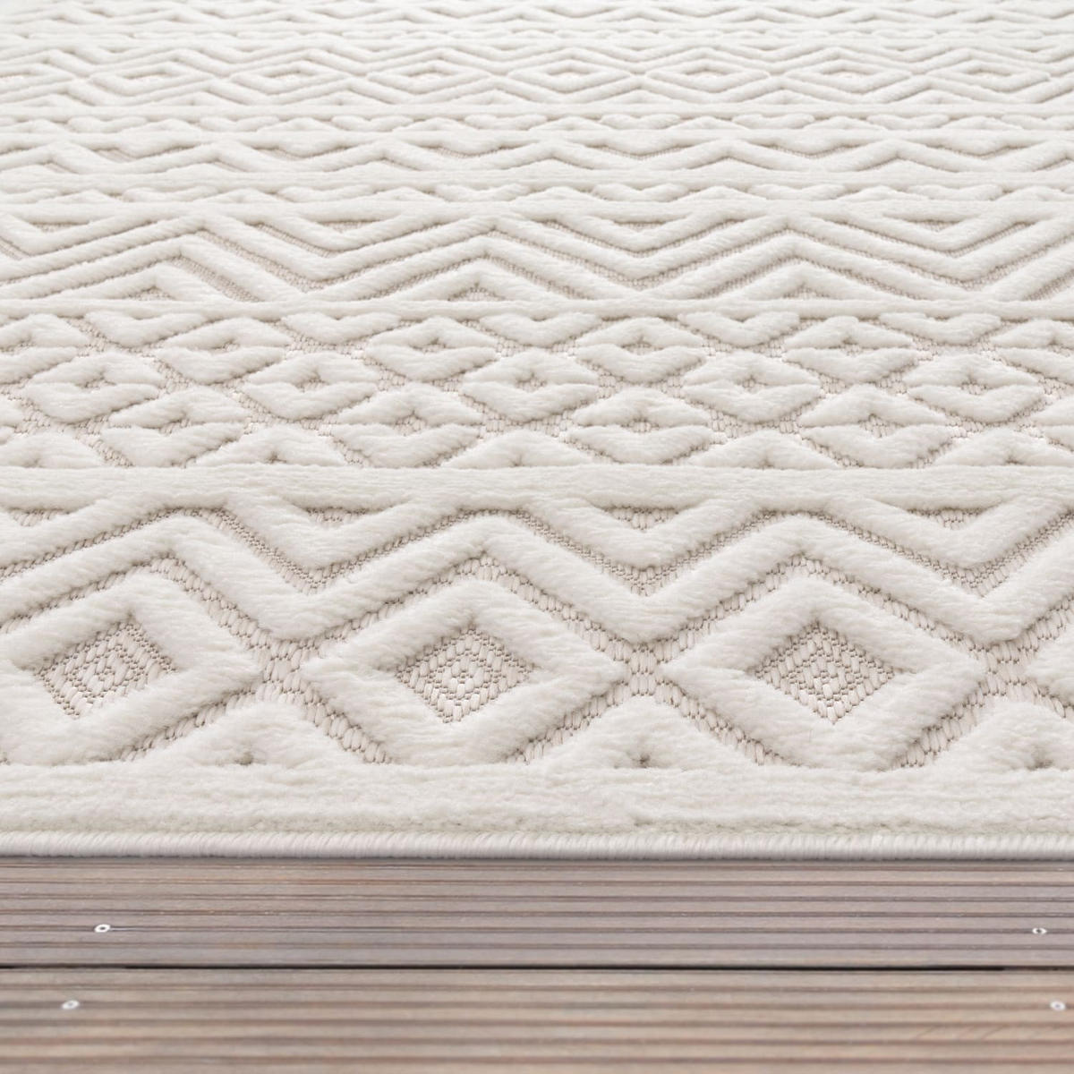 OUTDOORTEPPICH Boho Creme 160 x 160 cm - Creme, Kunststoff (160/160cm) - TT Home