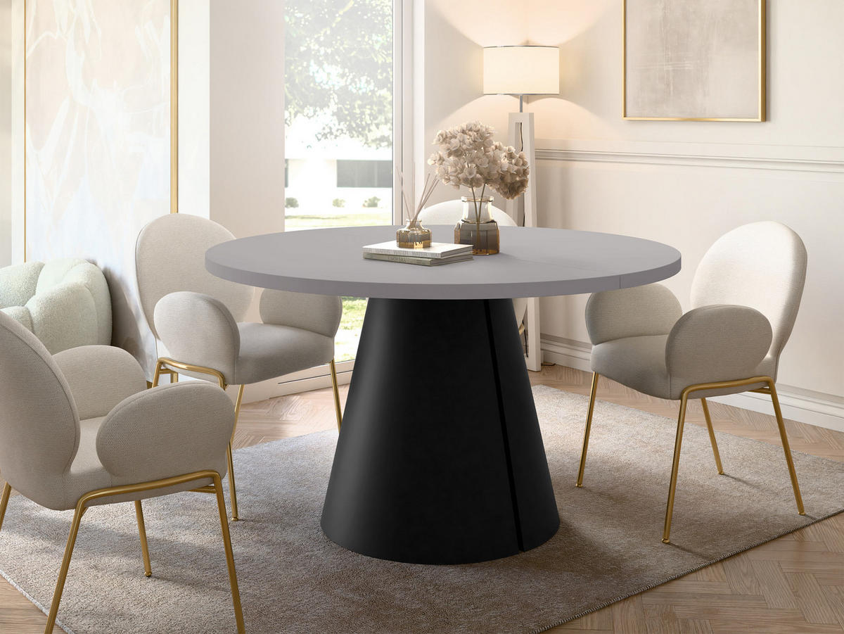 ESSTISCH Calma 120 - Hellgrau/Schwarz, Holzwerkstoff/Metall (120/120/76cm) - MIRJAN24