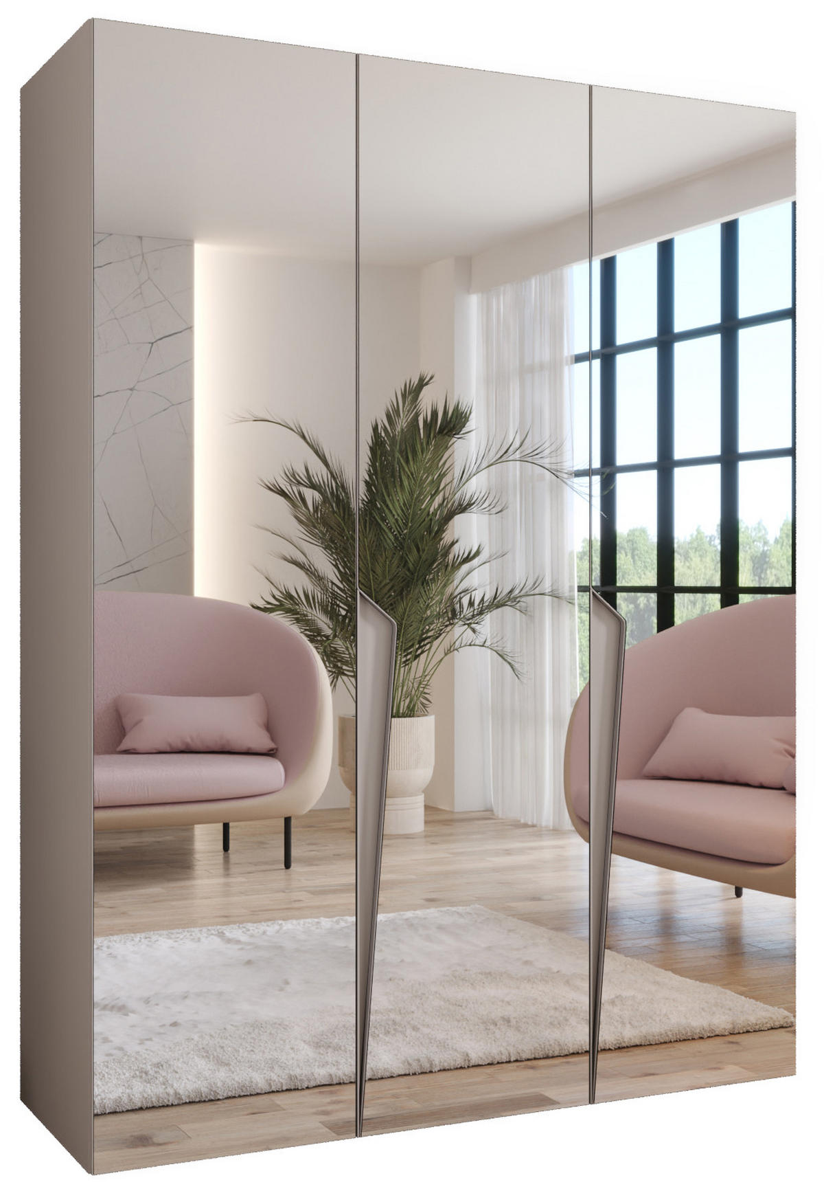 DREHTÜRENSCHRANK 202/150/52 3-türig - Beige, Holz/Metall (150/202/52cm) - Abiks Möbel