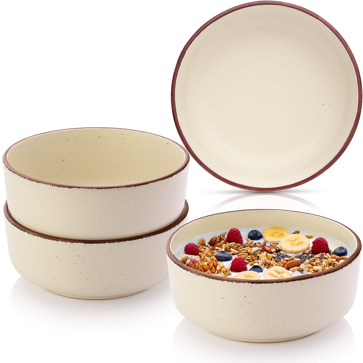SCHALEN BOMBAY BEACH - 4 teilig aus Steingut - Creme, Stein (16.5/16.5/6.5cm) - Sänger