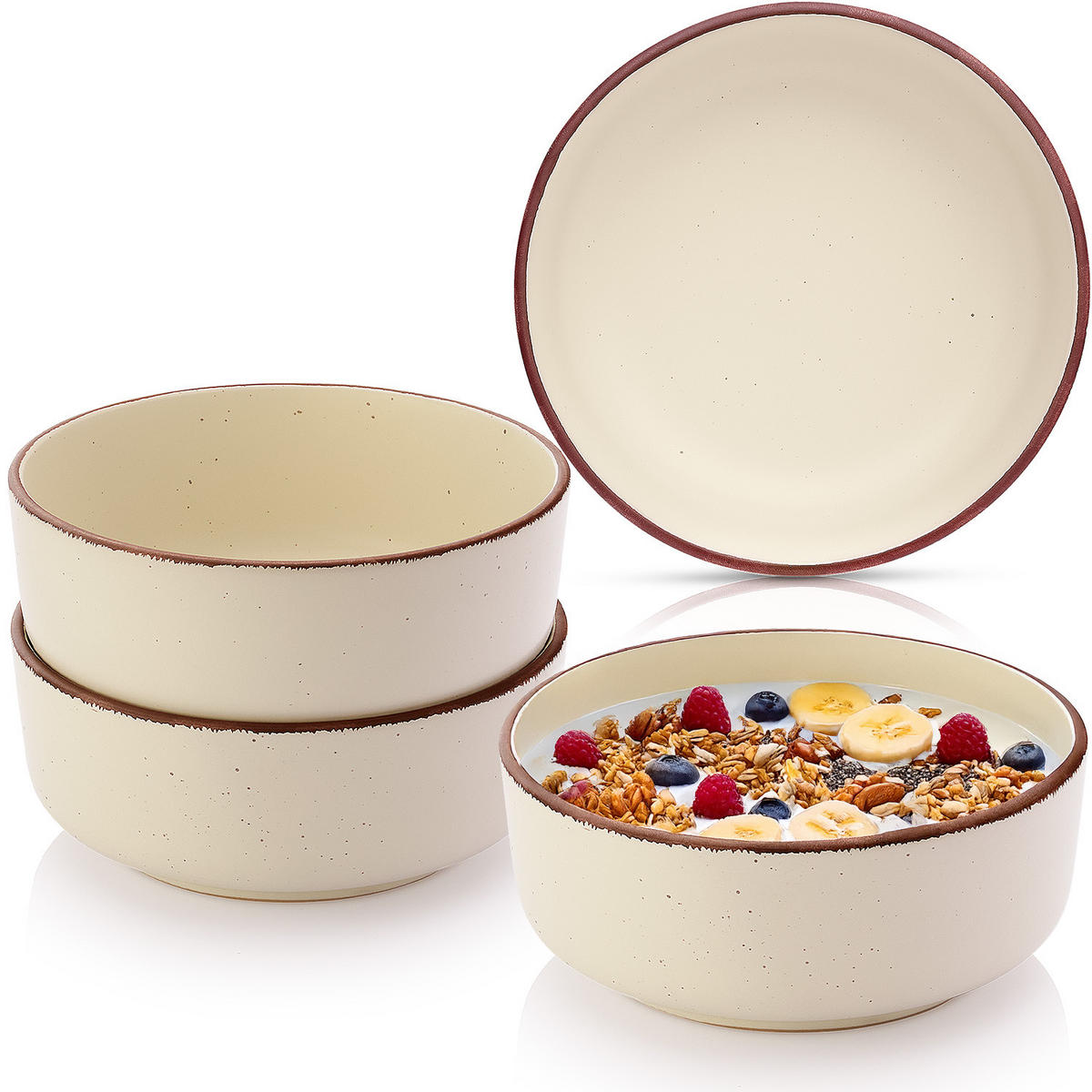 SCHALEN BOMBAY BEACH - 4 teilig aus Steingut - Creme, Stein (16.5/16.5/6.5cm) - Sänger