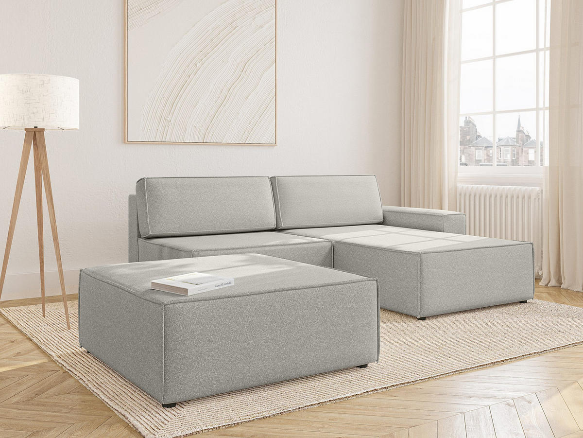 ECKSOFA Lummo Re mit Schlaffunktion, Grau - Grau, Textil (323/185cm) - Fedve