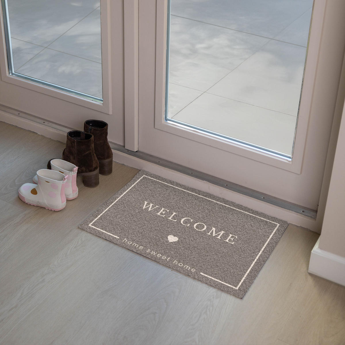 FUSSMATTE Willkommen - Braun 60x40 cm - Taupe, Kunststoff (60/0.4cm) - MuchoWow