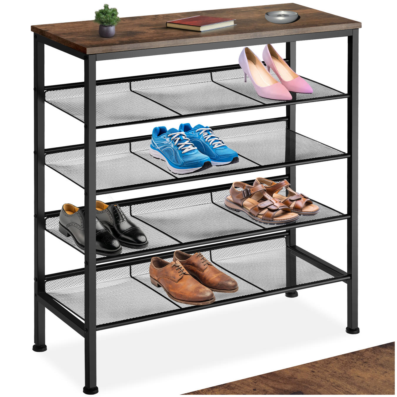 SCHUHREGAL Bournemouth,75,5 x 30,5 x 85,5 cm,Industrial Holz dunkel, rustikal - Rostfarben, Holz (30.5/85.5/75.5cm) - tectake