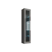 HÄNGEVITRINE 180 Vigo Glas mit blauer LED Beleuchtung - Grau, Holzwerkstoff (40/180/30cm) - MIRJAN24