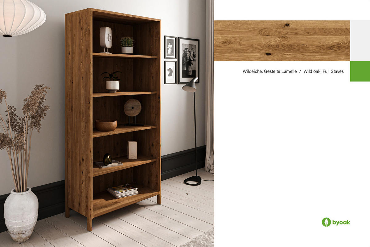 REGAL PAUL - Wildeiche, Holz (90/188/40cm) - byoak