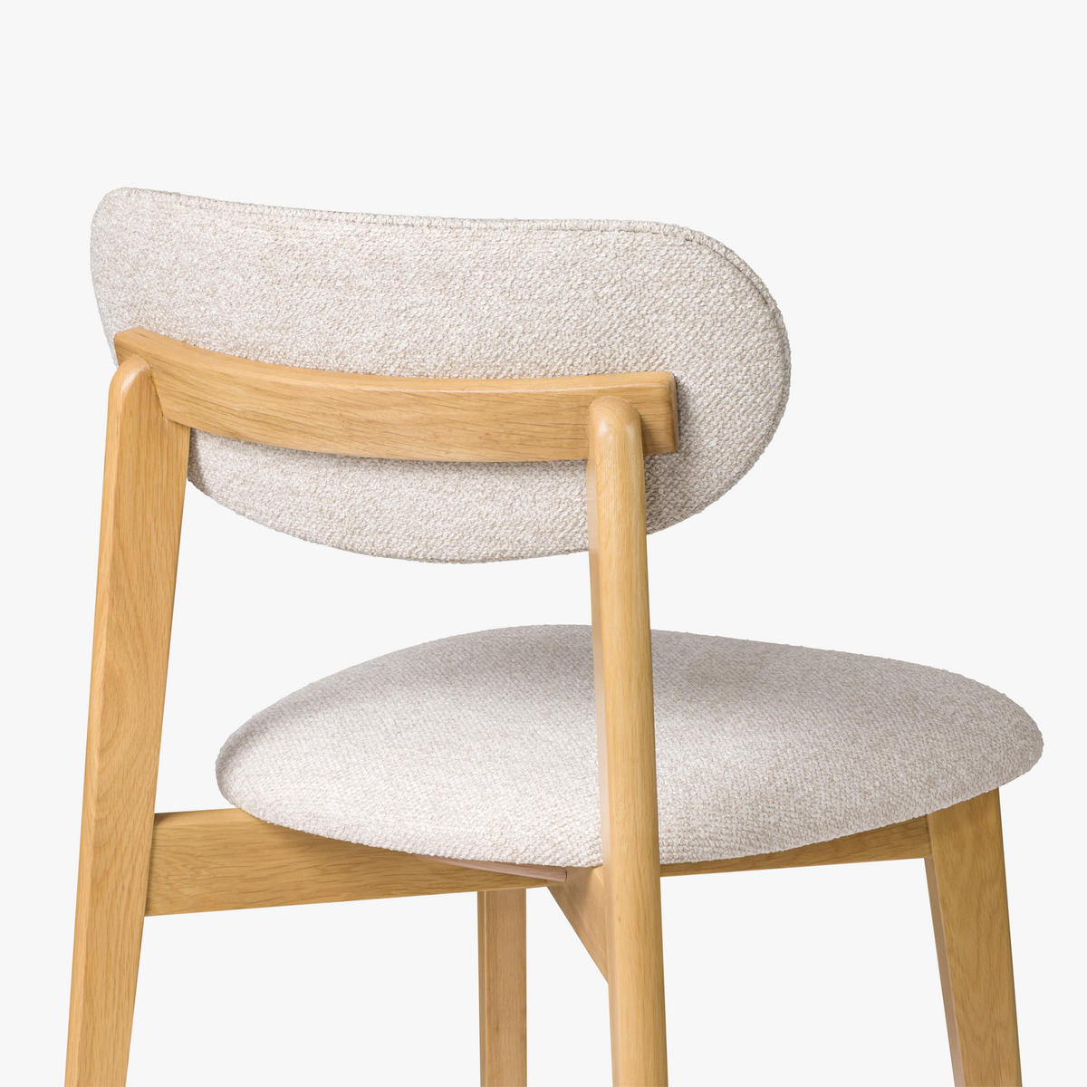 ESSZIMMERSTUHL Theo 2er Set, Natur Eiche + beiger Stoff - Creme, Holz (48.5/79/53.2cm) - WOODEK
