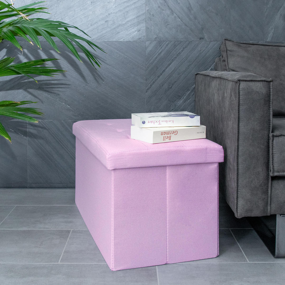 SITZTRUHE Faltbar 76/38/38 cm (Rosa) - Rosa, Textil (38/38/76cm) - Intirilife