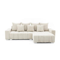 ECKSOFA PIANO L Rechts mit Schlaffunktion 137x234 Cord Creme - Silberfarben/Creme, Holz/Textil (178/278cm) - Muffo