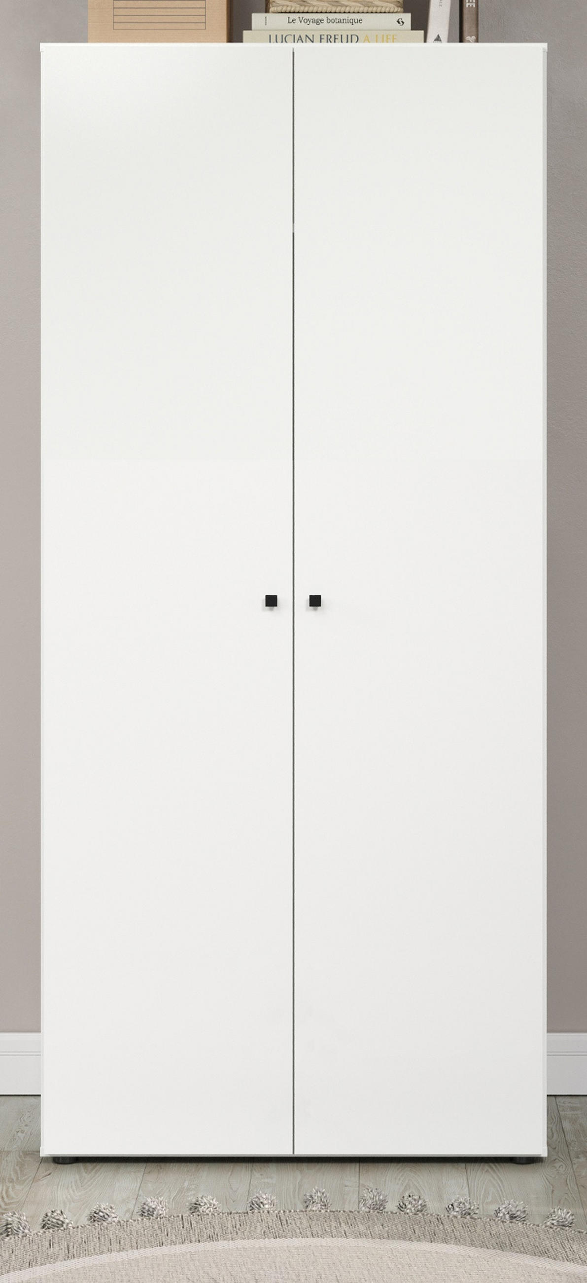 KLEIDERSCHRANK weiß 81 x 176 cm, Drehtürenschrank 2-türig - Schwarz/Weiß, Holzwerkstoff/Kunststoff (81/176/51cm) - Top.Furn