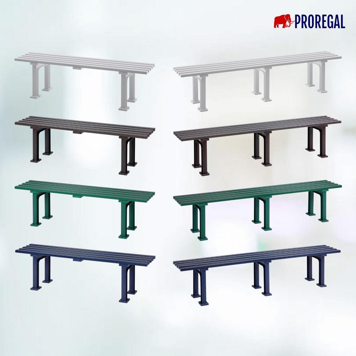 GARTENBANK Kuba 3 Sitzer Blau 42 x 150 x 37 cm Witterungskunststoff & UV Beständiger Kunststoff - Blau, Kunststoff (150/42/37cm) - PROREGAL