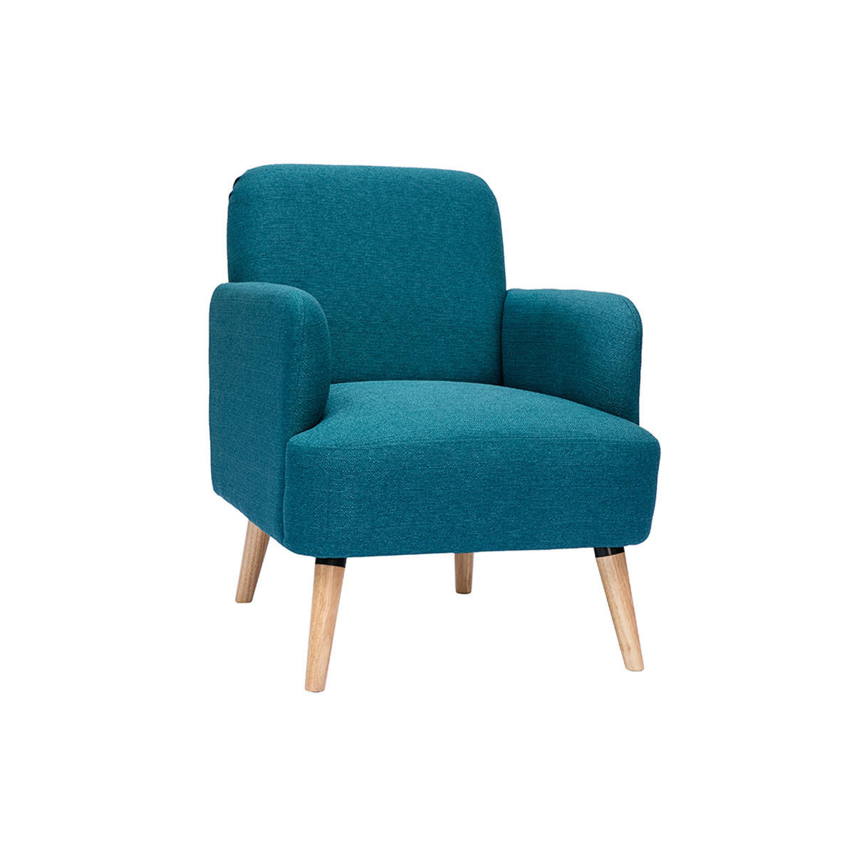 SESSEL skandinavisch Entenblau helles Holz ISKO - Blau, Textil (75.5/82/63cm) - Miliboo