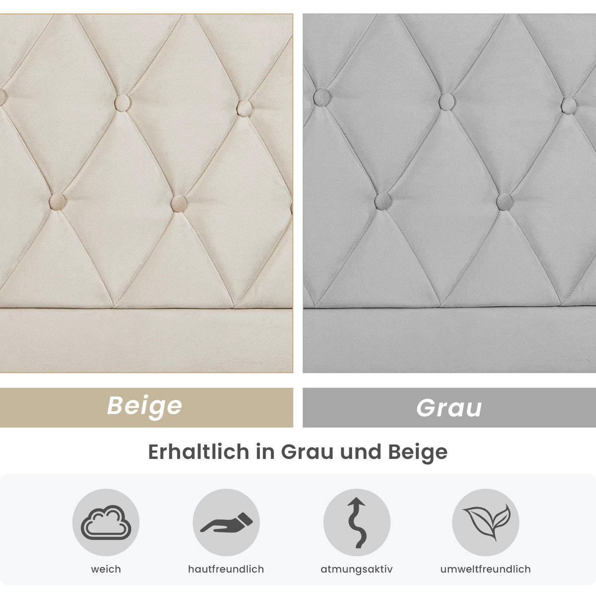 POLSTERBETT 90/200 cm aus Samt in Beige mit großem Stauraum unter dem Bett und Lattenrost - Beige, Textil (90/200cm) - OKMYHOME