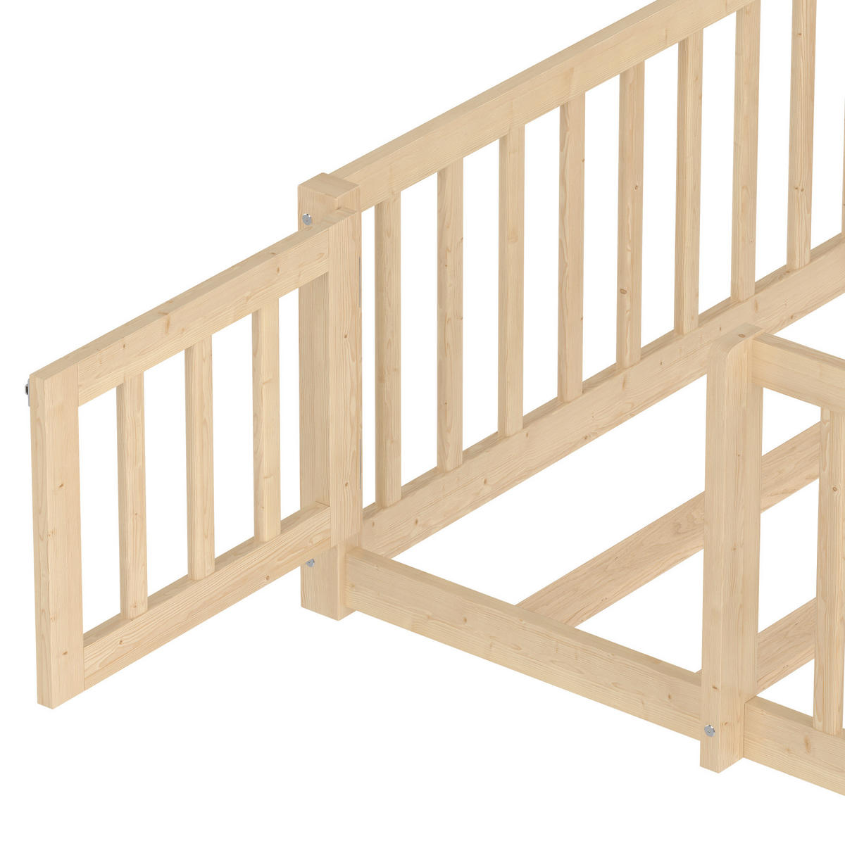 POLSTERBETT 140/190 cm Natur aus Kiefernholz und MDF mit Geländer - Naturfarben, Holz (140/190cm) - OKMYHOME