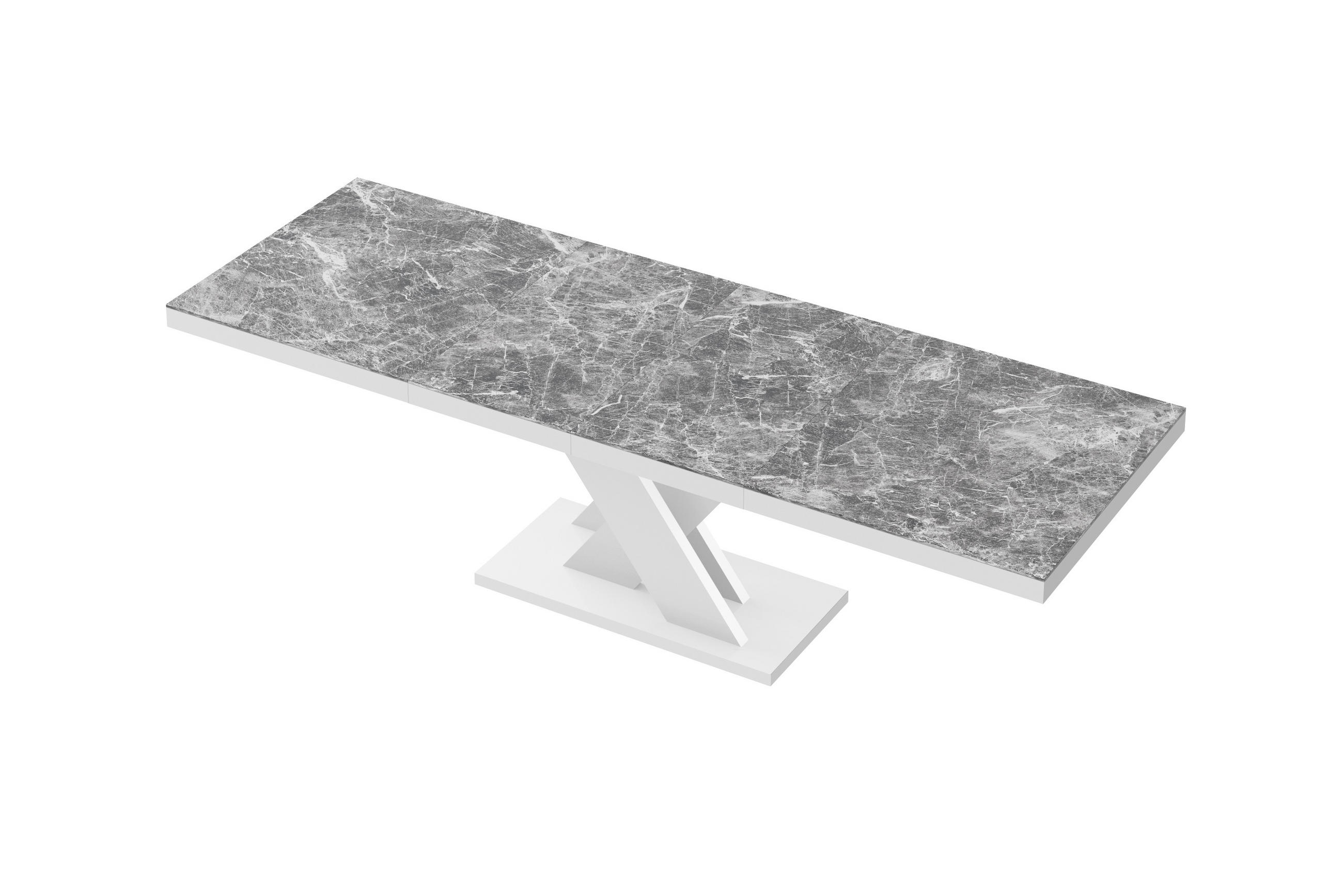 designimpex Esstisch Weiß Hochglanz, Dunkelgrau 160x75x89 cm