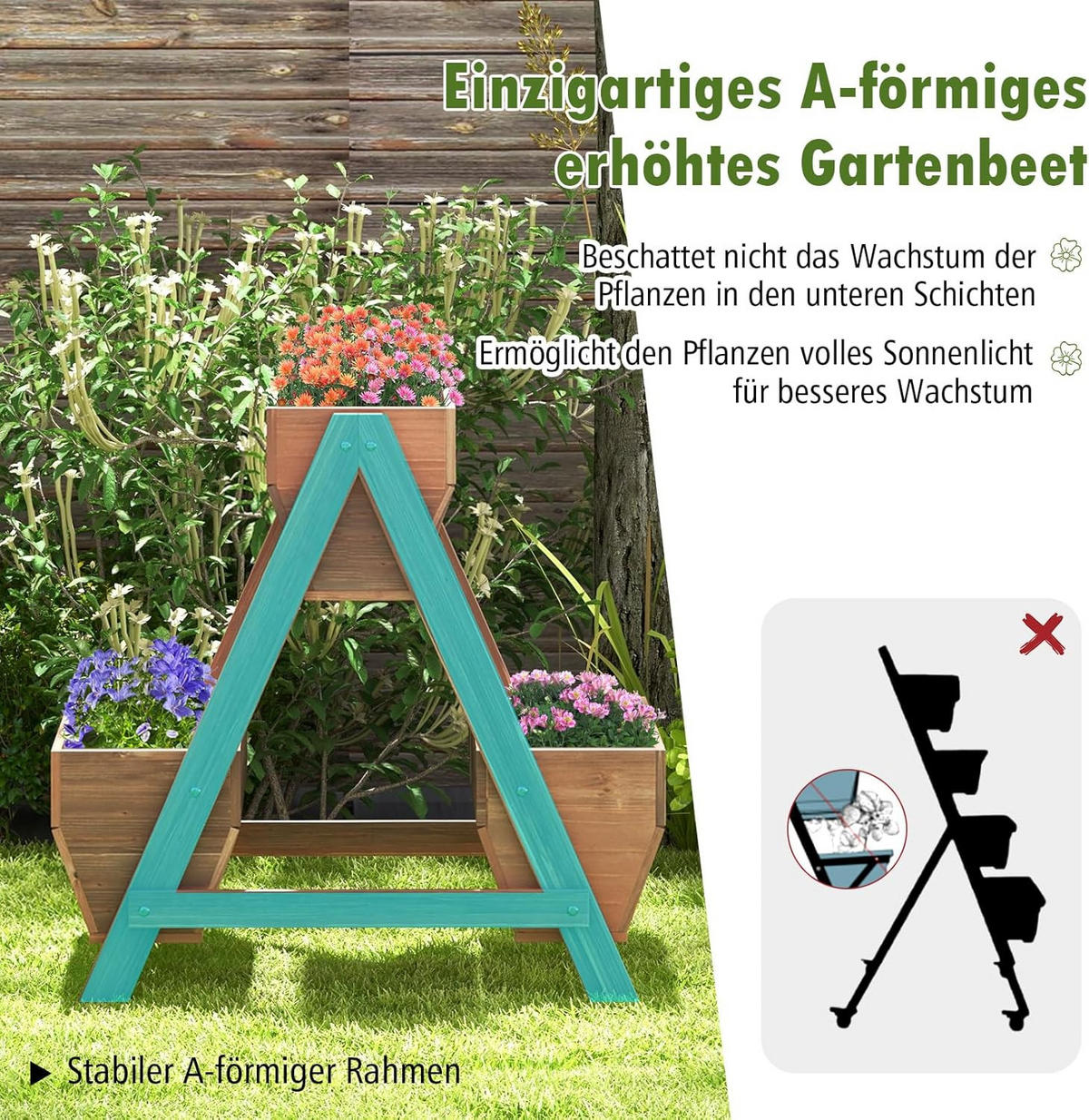 HOCHBEET Braun - Braun, Holz (73/73/66cm) - COSTWAY