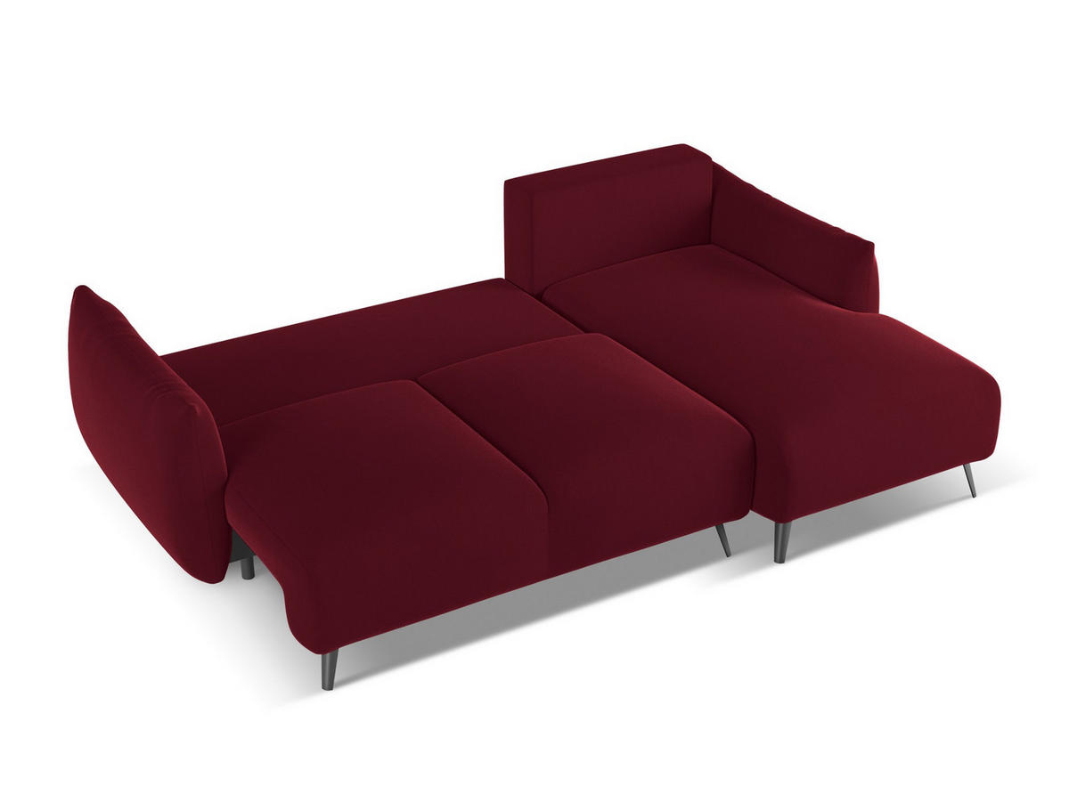 ECKSOFA mit Schlaffunktion Samt Stoff Rot - Bordeaux/Rot, Textil/Metall (242/162cm) - Makamii