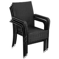 RATTANSTUHL 4er Set Girona,58 x 67 x 90 cm, Belastbarkeit 120 kg,schwarz - Schwarz, Kunststoff (58/90/67cm) - tectake