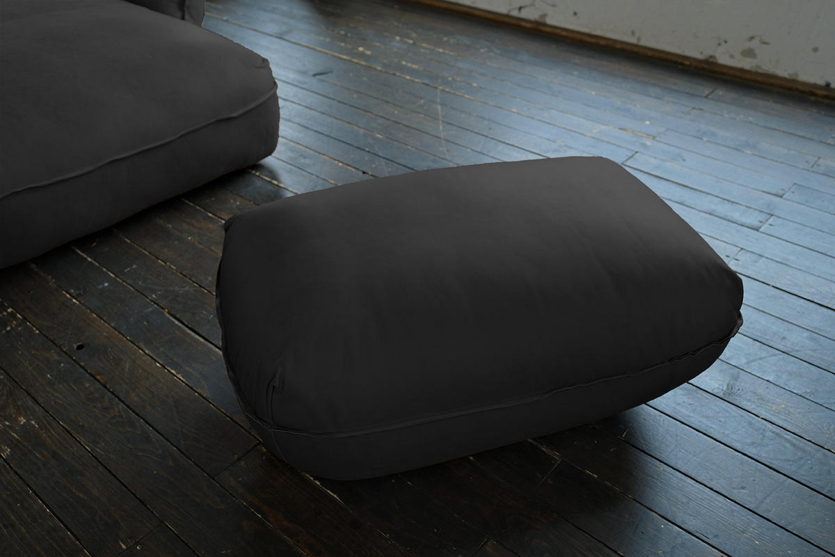 HOCKER DAVITO Schwarz Leder - Schwarz, Leder (102/46/65cm) - KAWOLA
